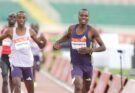 Wilson Chepkwech leading the U20 800m race at the Absa Kip Keino Classic in Nairobi.