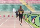 Kipng’eno sprinting to finish line in 5,000m race.