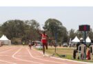 Wilson Chepkwech powering to victory in the men’s 1500m at the ANOCA Zone V Youth Games in Nairobi.