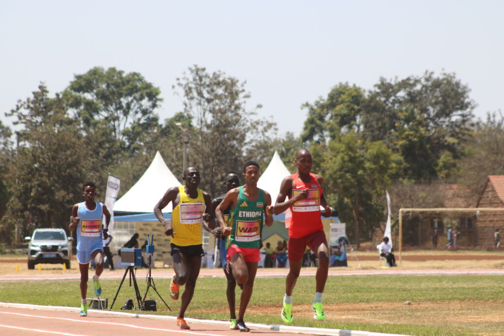 Chepkwech leads the 1500m race.