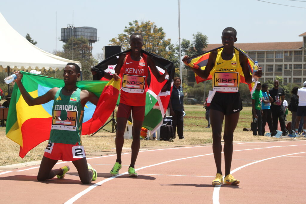Tuitoek, Mekonen and Kibet celebrate 3000m medals