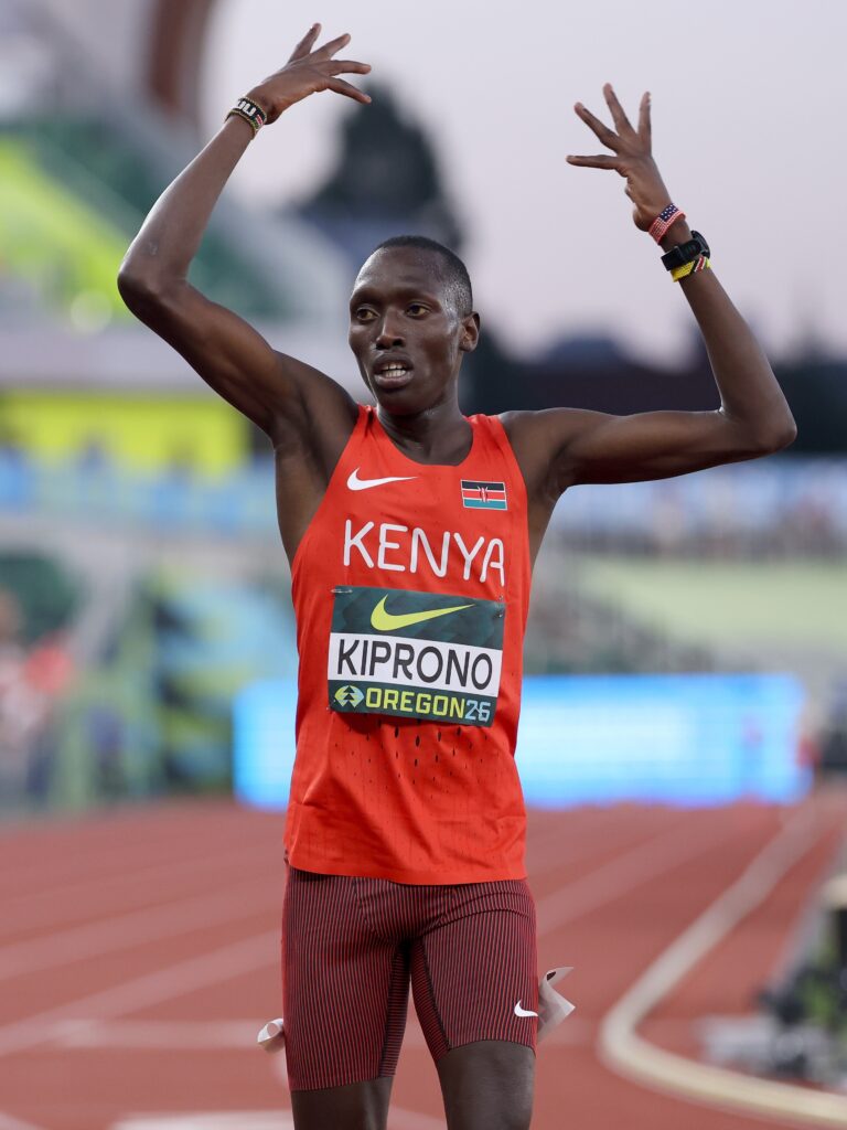 Kiprono Celebrates 3000m Gold