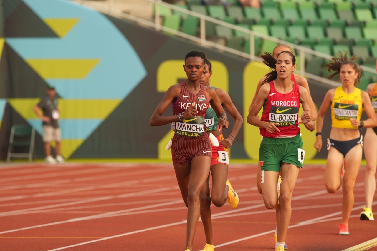 Josephine Sembeyo Mancha leading the 1500m pack