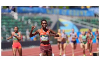 Josephine Sembeyo Mancha wins 1500m gold ahead of Claire Stegall and Caren Chepchirchir